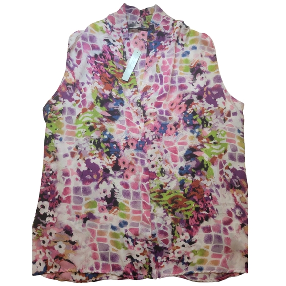 Belissimo Abstract Print Sleeveless Blouse XL - Picture 1 of 2